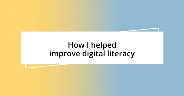 How I helped improve digital literacy