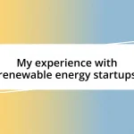 My experience with renewable energy startups