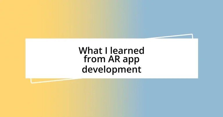 What I learned from AR app development