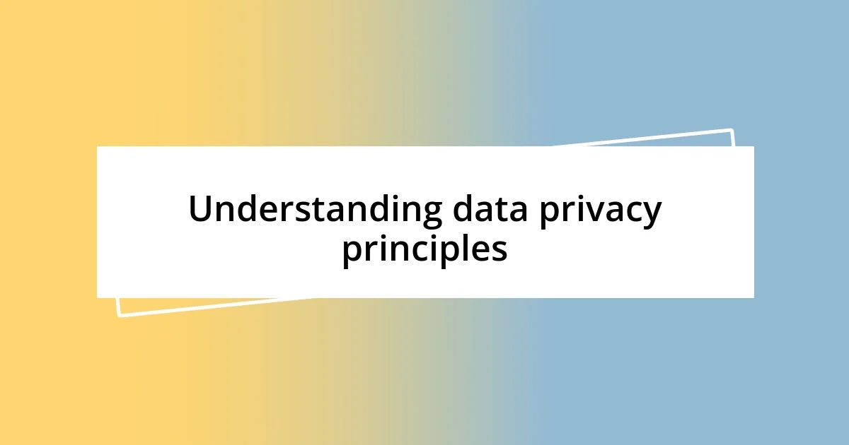 Understanding data privacy principles