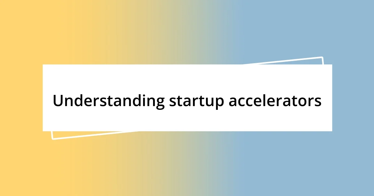 Understanding startup accelerators